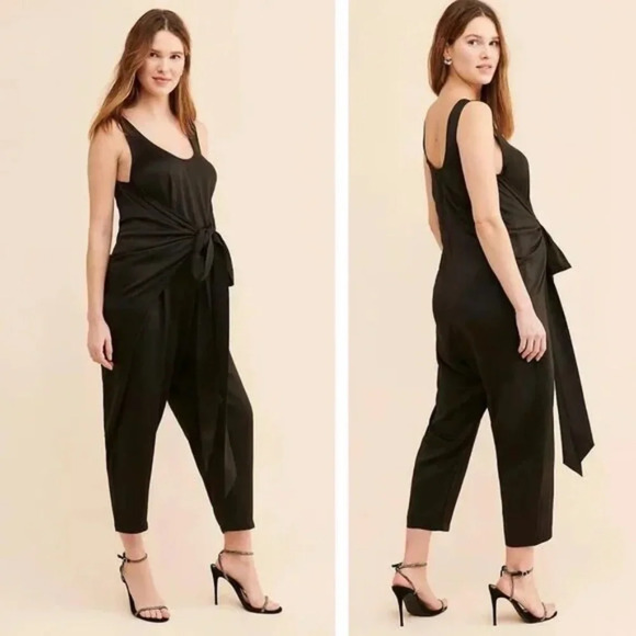 Hatch Maternity Wrap Around Jumpsuit solid Black 33873 - Picture 1 of 11